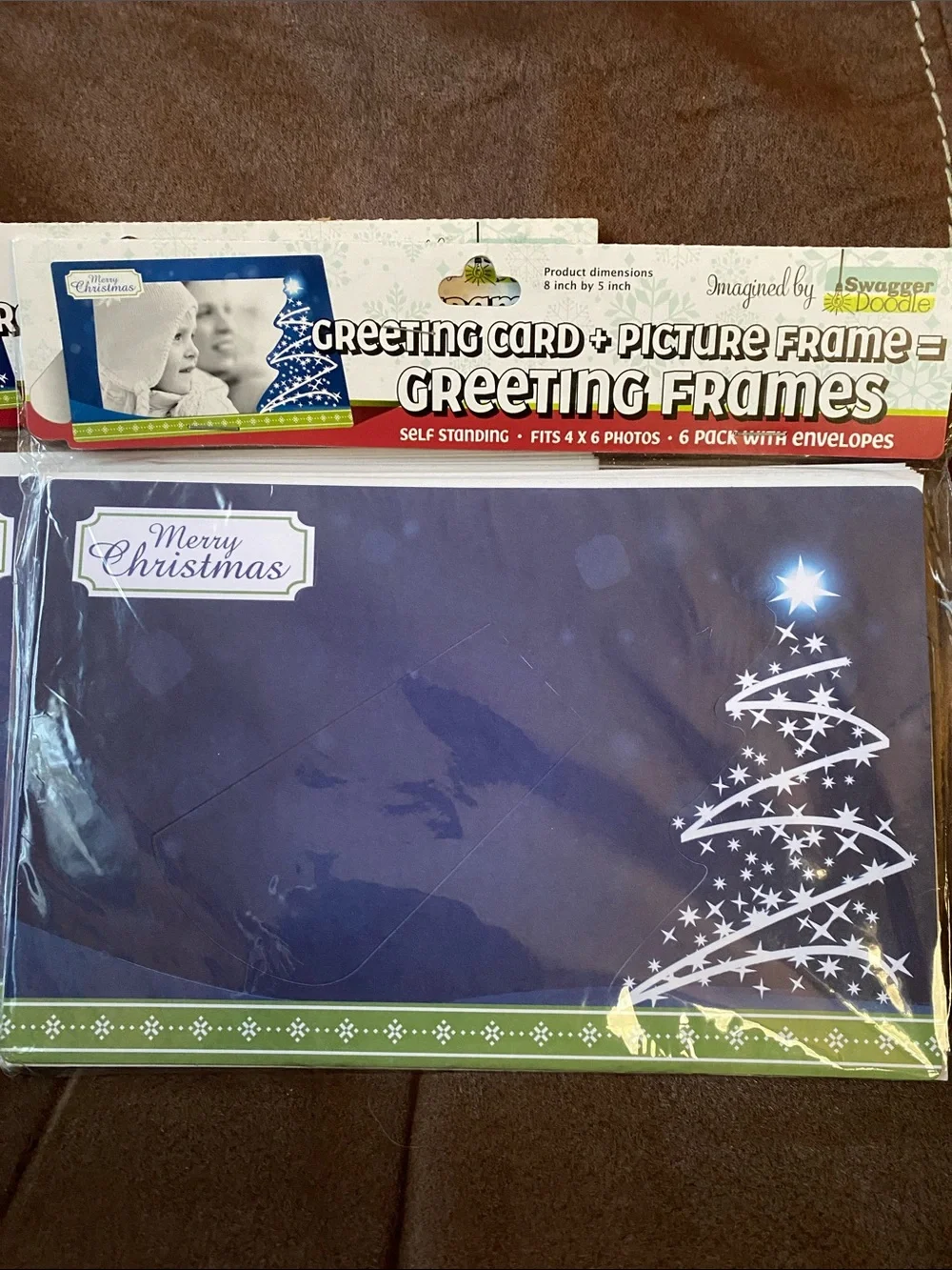 Greeting Card + Picture Frame Set - Navy Holiday Tree Design